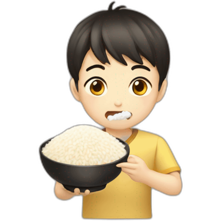 japanese boy eating rice emoji