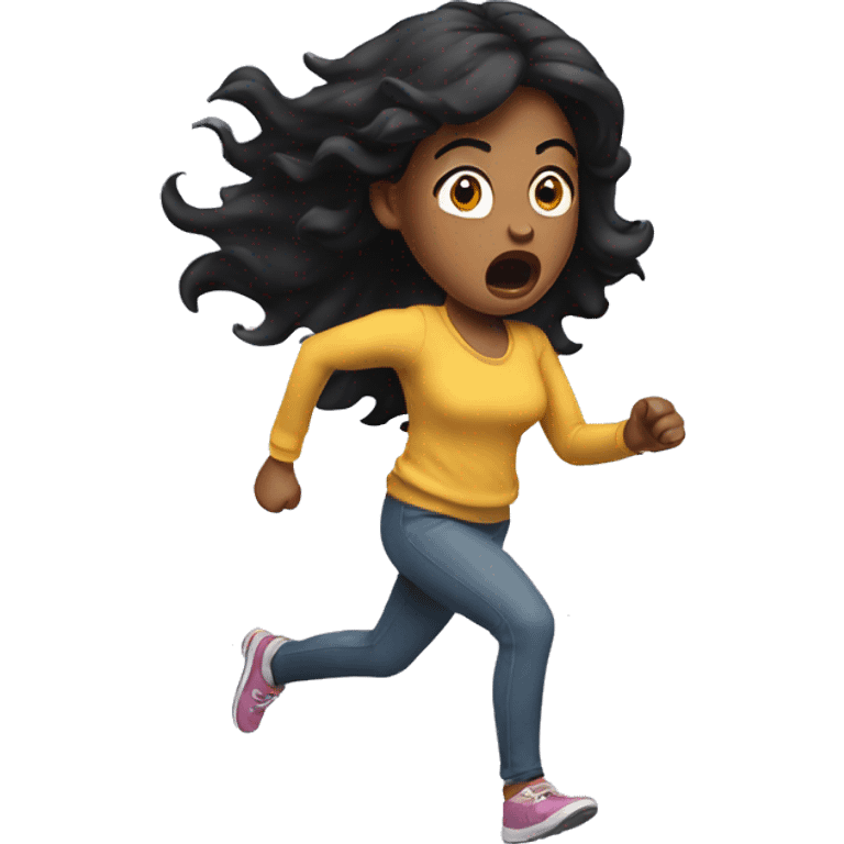 woman black hair in shock running emoji