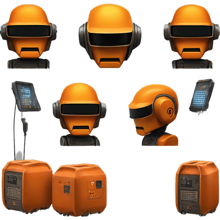 Orange LED DaftPunk-style robot talk box emoji