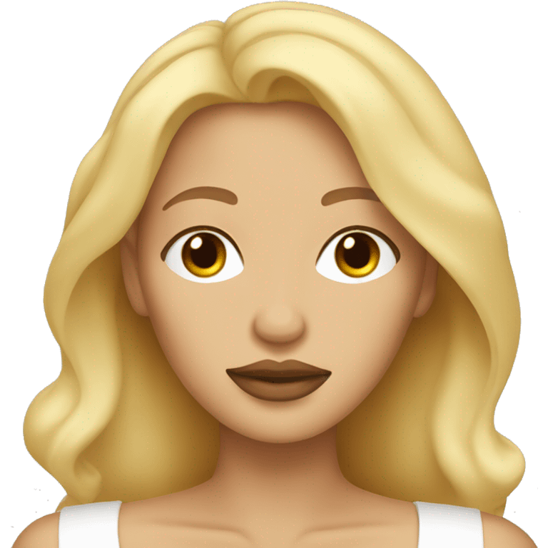 blonde woman sleeping with skin toned lips emoji