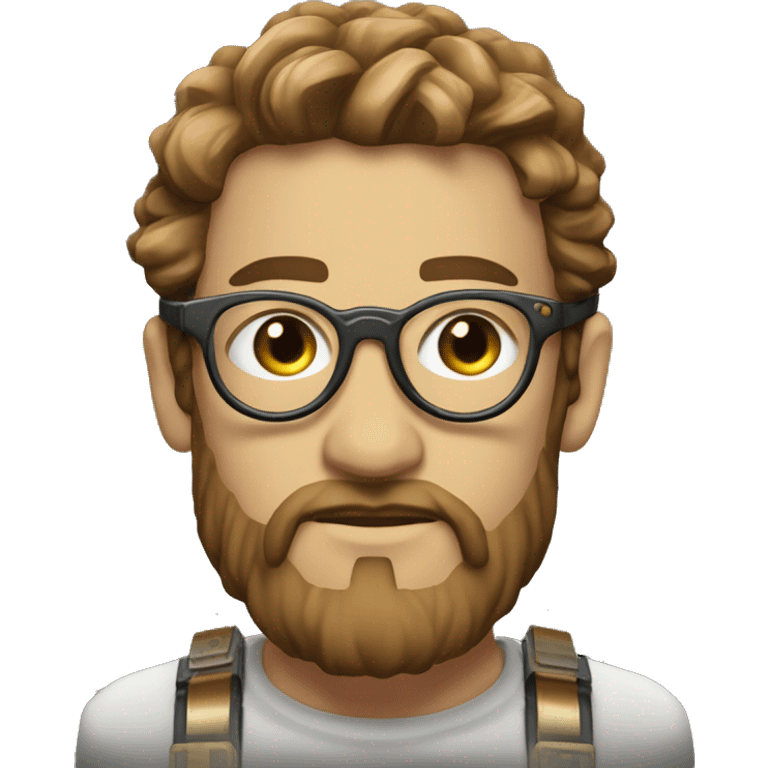 Make cyborg, light brown hair, light brown beard, steampunk glasses, circuits, wires  emoji