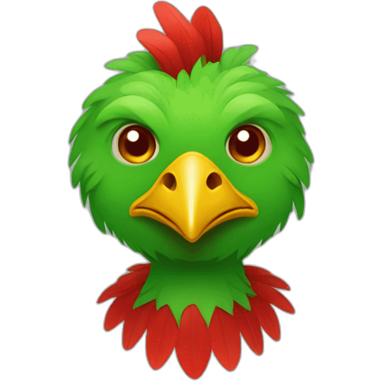 green chicken man with red thing under his kin emoji