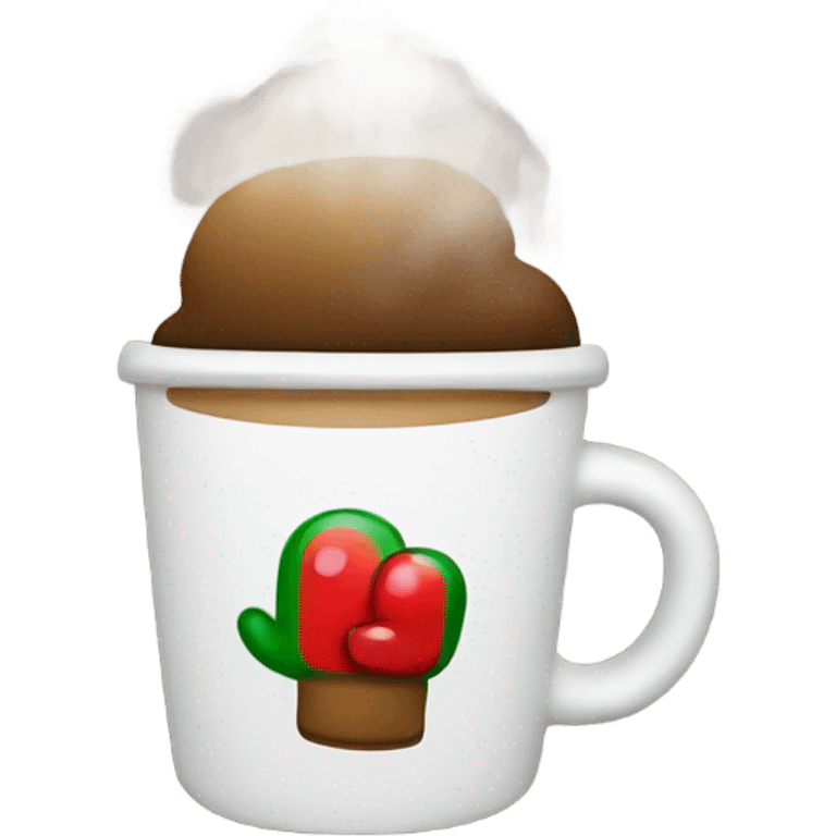 Christmas mittens holding coffee emoji