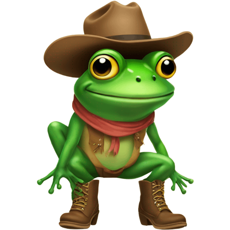 Frog in cowboy hat and boots  emoji