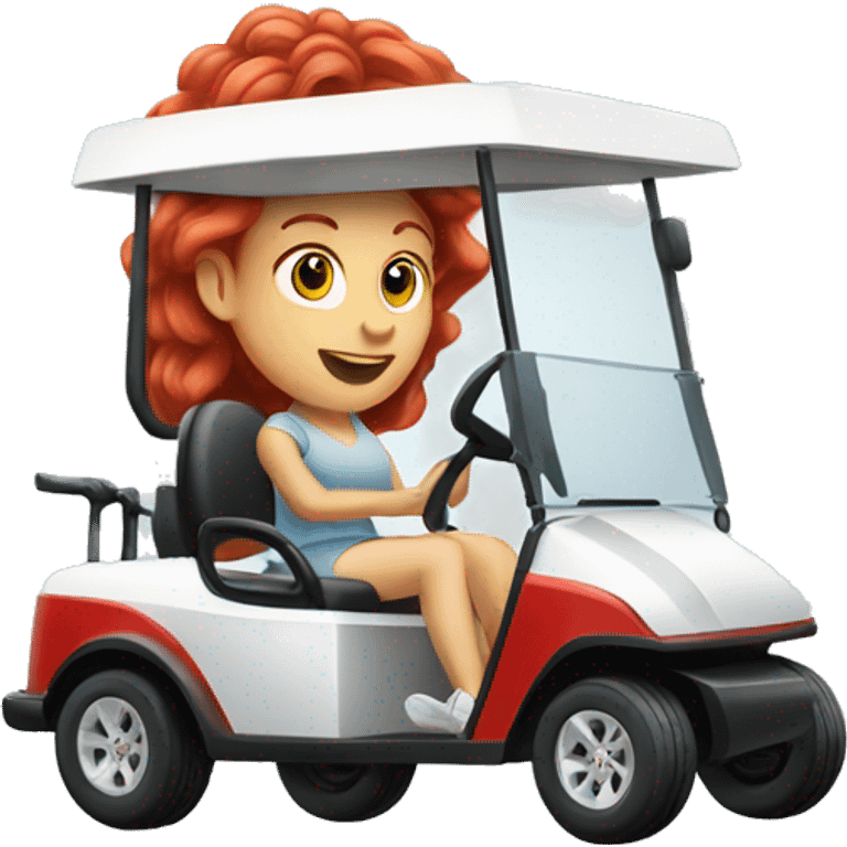 Red hair lady driving golf cart emoji