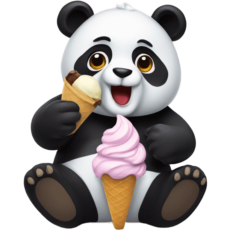 Panda eating ice cream emoji