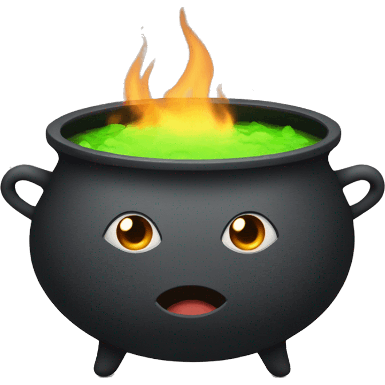 Cauldron with cute face emoji