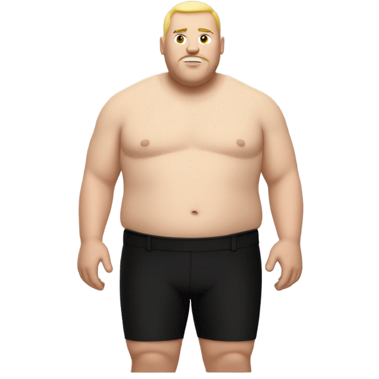 white fat man in sports black pants and black t-shirt, short hair emoji