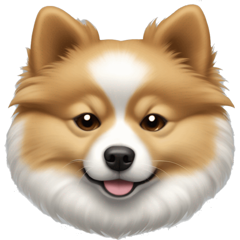 sleeping pomeranian-spitz mix light brown and white with gray ears emoji