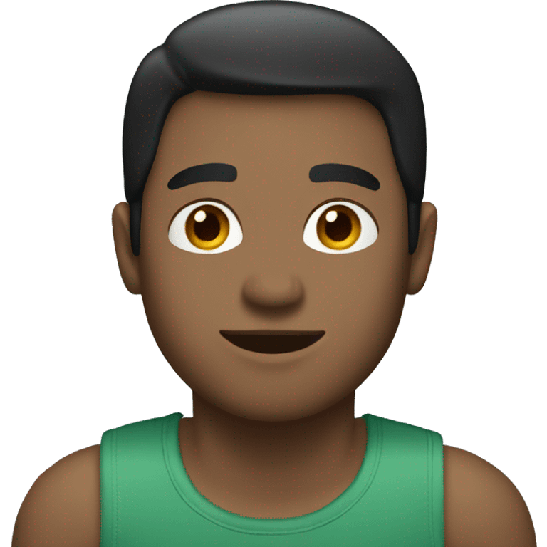 a white  man with short black hair wearing a green Tshirt and blue jeans emoji