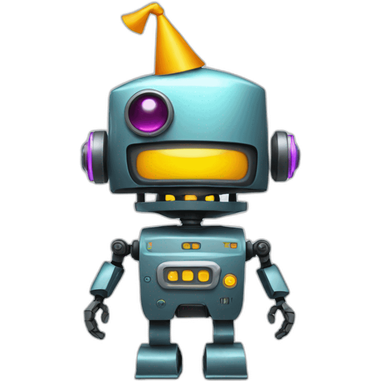 robot with partyhat emoji