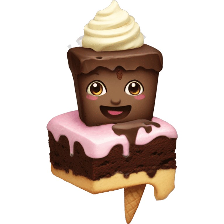 Brownie with ice cream  emoji