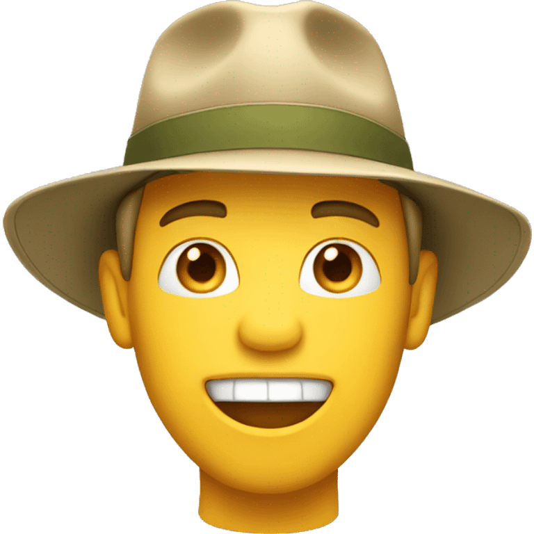 white guy in safari hat singing emoji