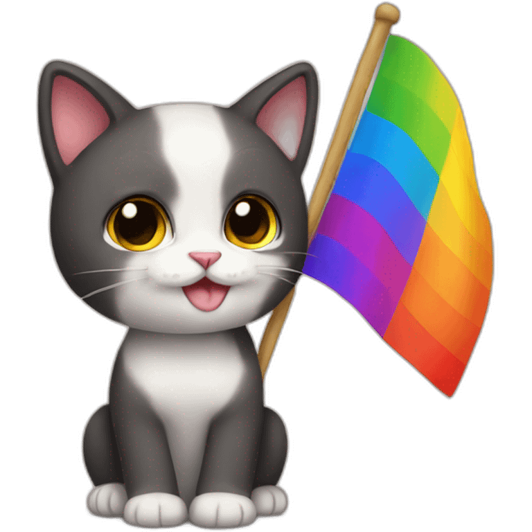 Little cat with a gay flag emoji