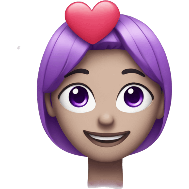 Blushing face with peace sign and Purple Hearts  emoji