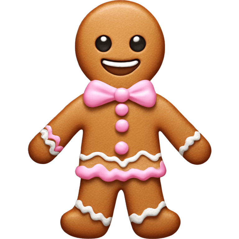 Gingerbread man with pastel pink frosting details  emoji