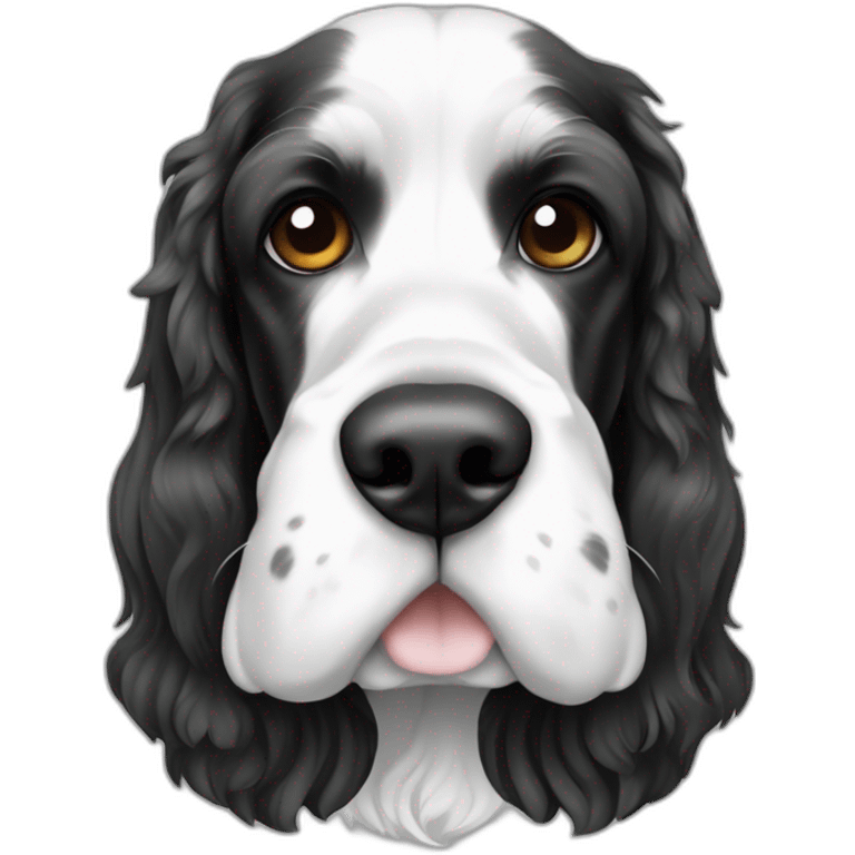 Dog American cocker spaniel black and white color emoji