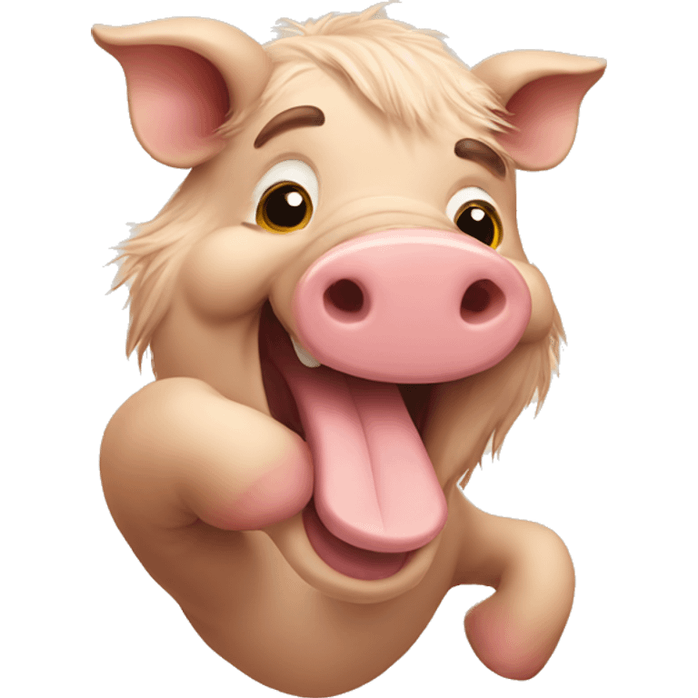 Long hairy pig with thumb Up emoji