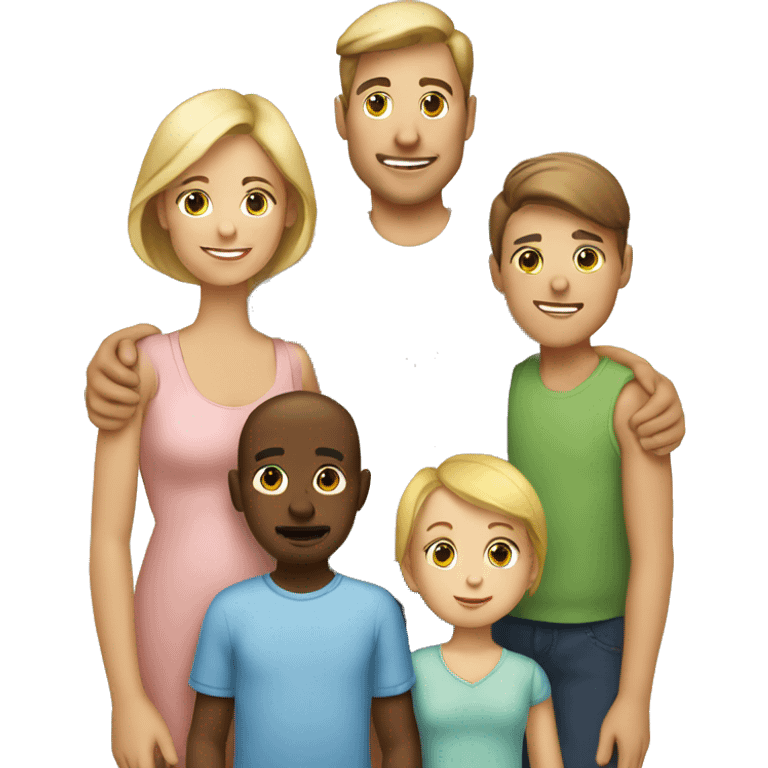 White Family with 3 kids eldest boy 1 girl 1 infant girl emoji