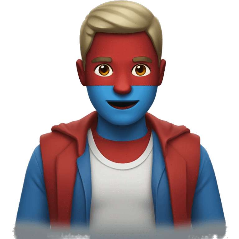 half blue half red round emoji