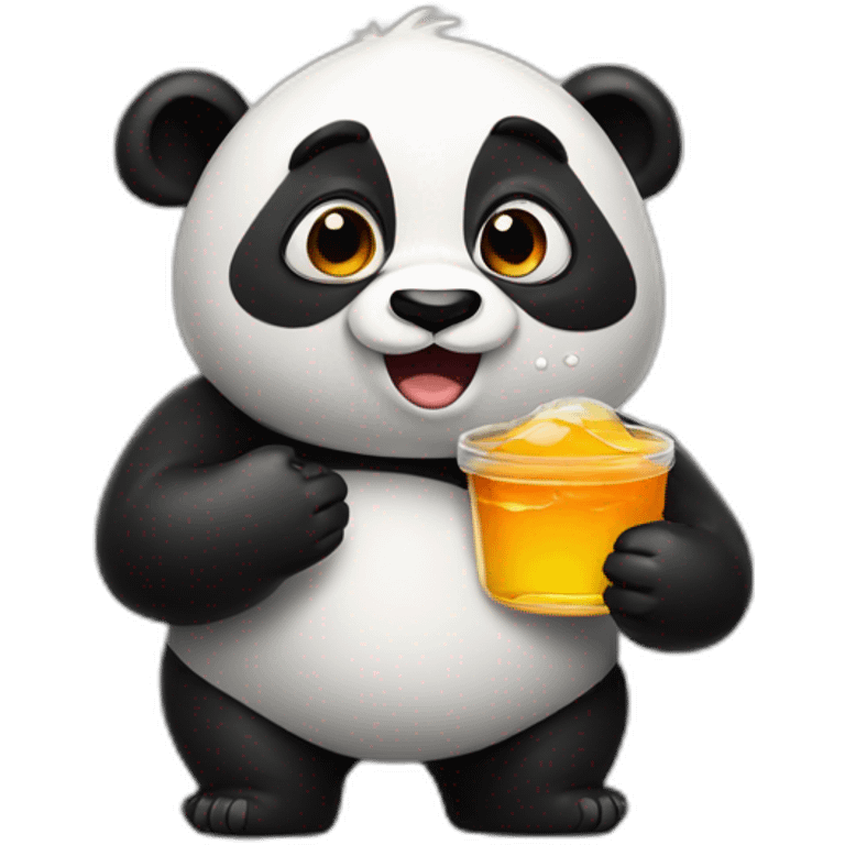 gros panda avec miel emoji