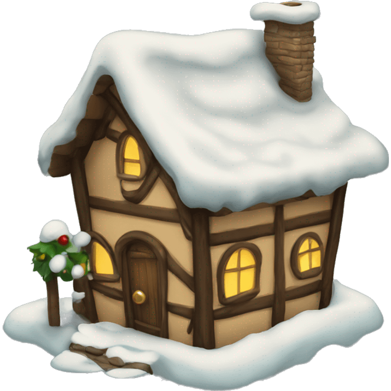 christmas elf house with rolled roof emoji