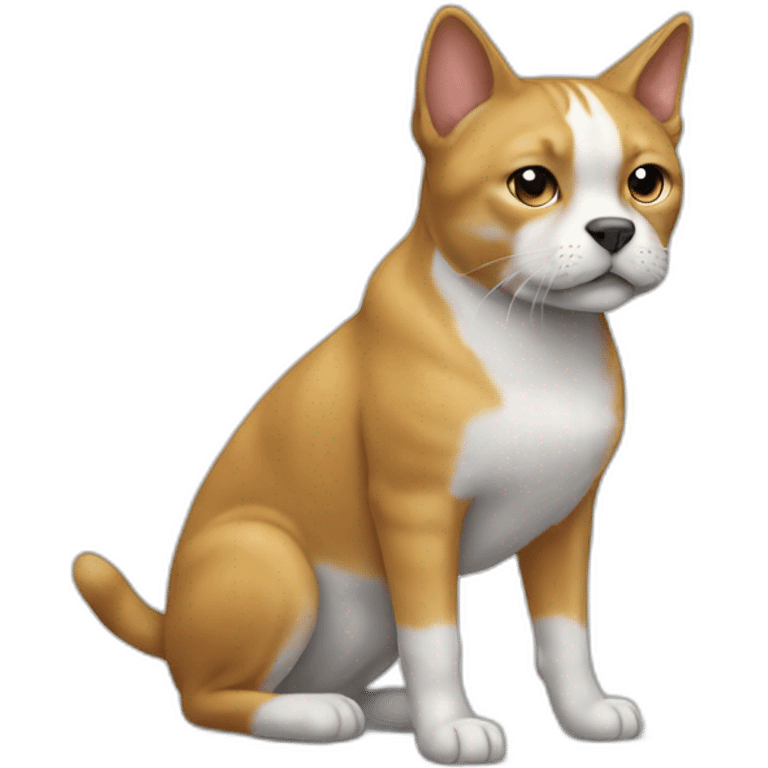 un chat sur un chien emoji