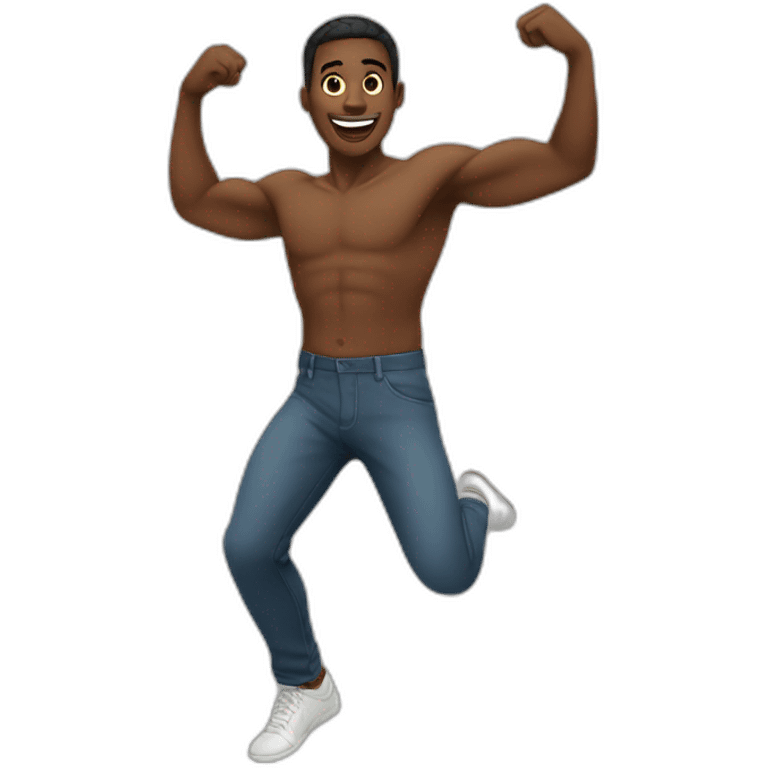 black man doing jumping jack emoji