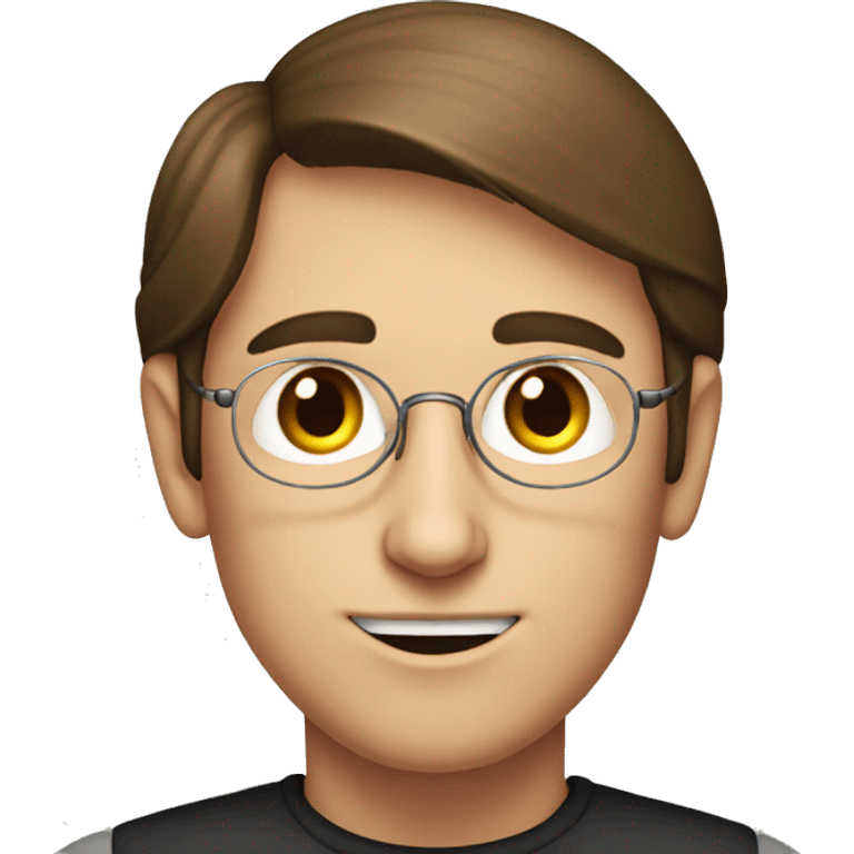 young Steve jobs drawn with brown hair and without glasses emoji