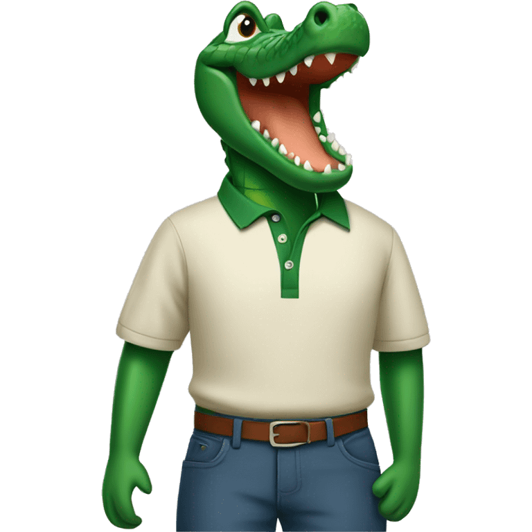 Crocodile with polo shirt emoji