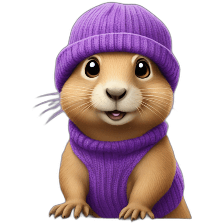 purple prairie dog with a beanie hat saying GG emoji