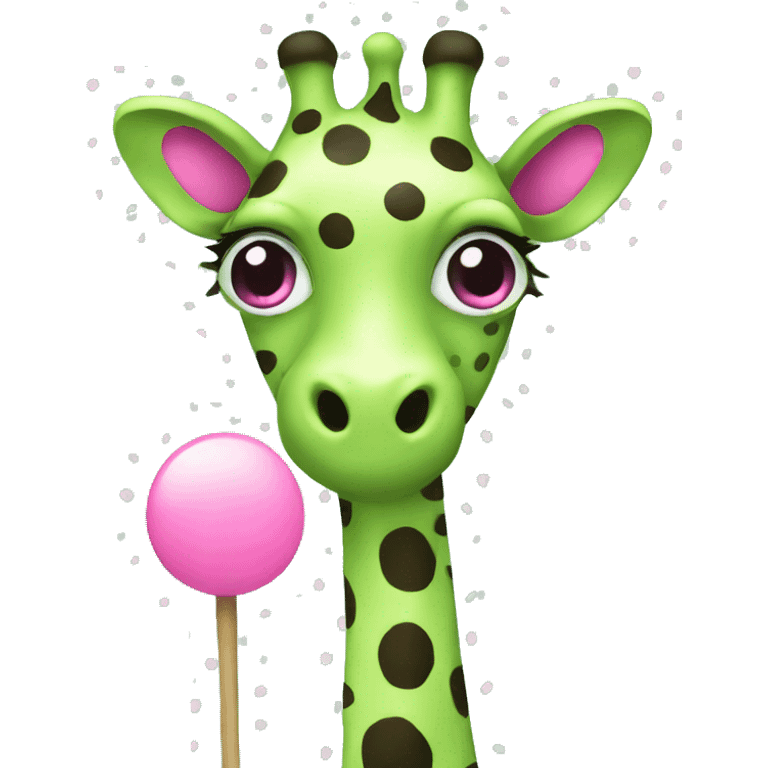 Green giraffe with pink polka dots  emoji