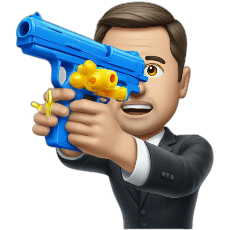 President Zelensky shoots from a water pistol emoji