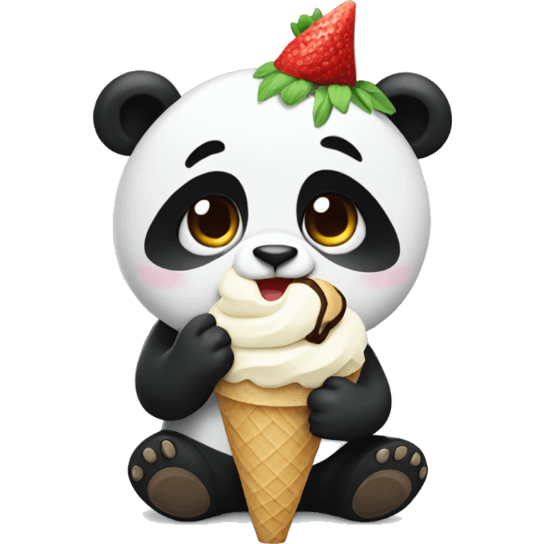 Panda eating ice cream emoji