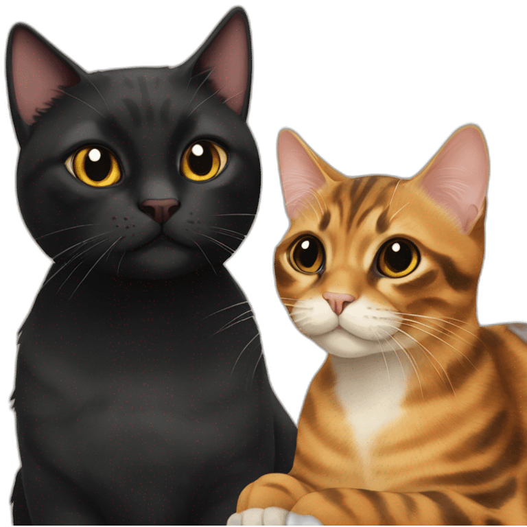 Tortie cat and black cat friends emoji