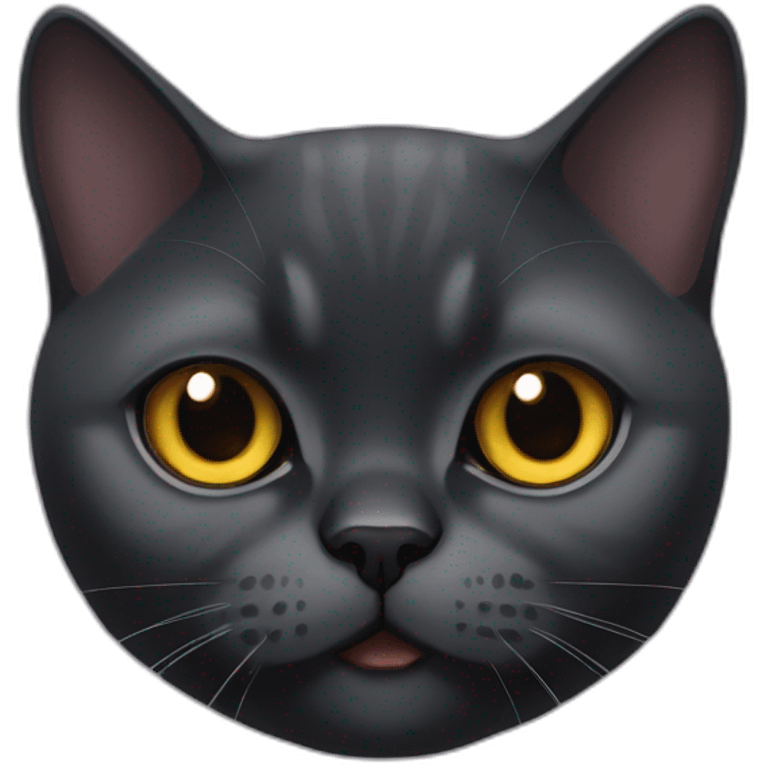 a black British Shorthair cat peaking emoji