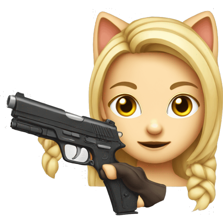 girl-cat with great eyes and a gun emoji