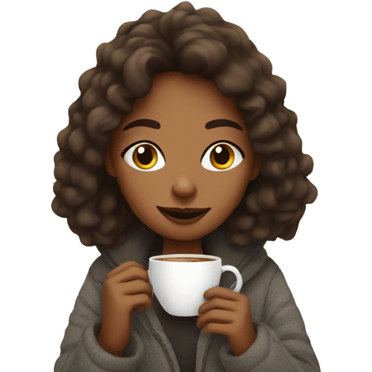 Cozy girl sipping coffee emoji