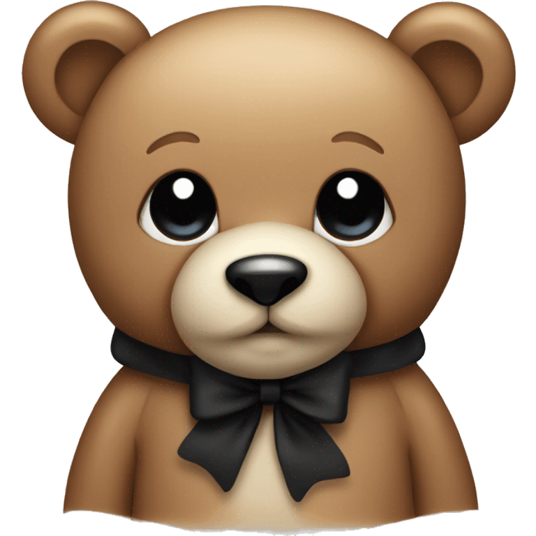 Cute teddy bear with black bow emoji