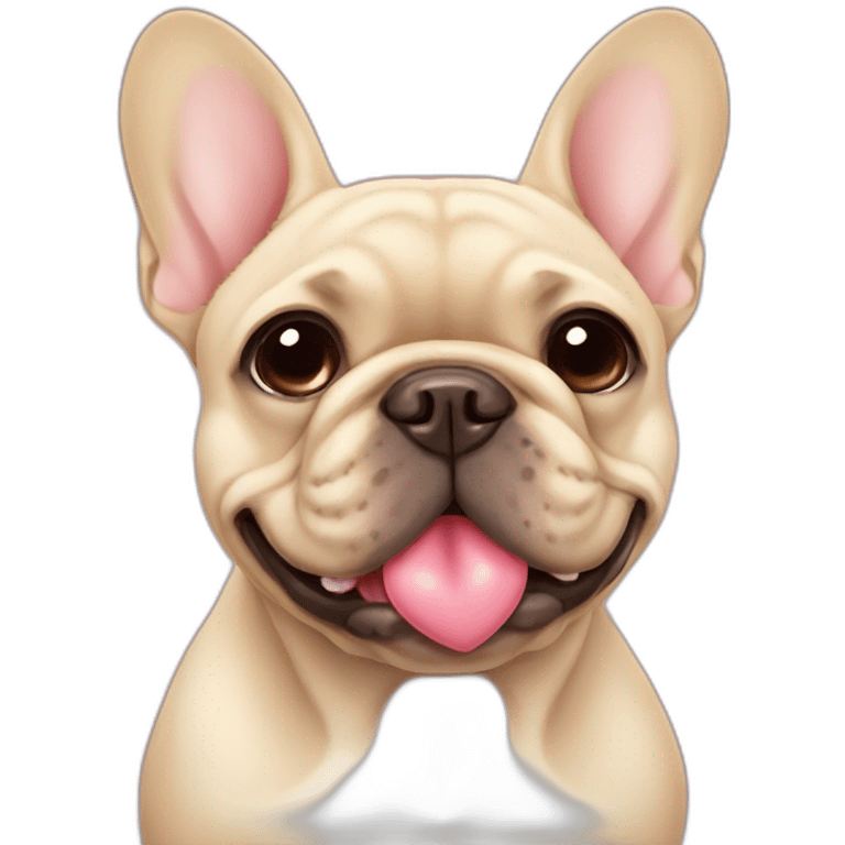 beige French bulldog with heart eyes emoji