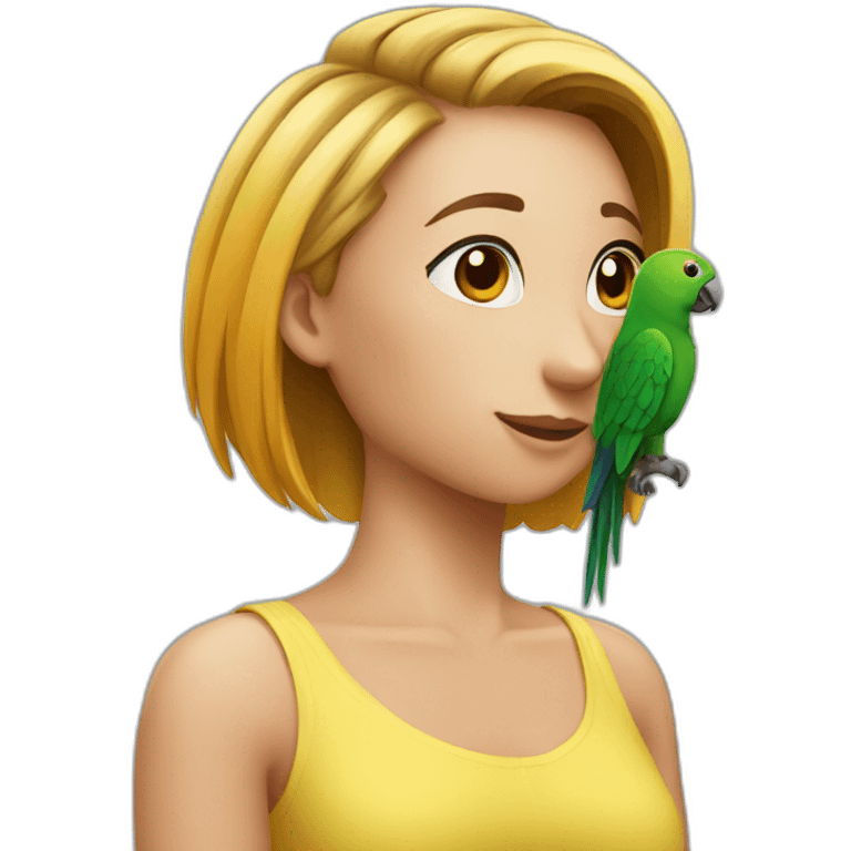 Parrot on the shoulder. Bob hairstyle emoji