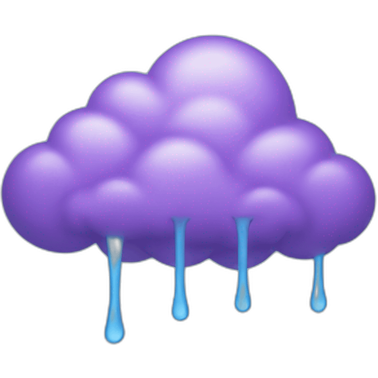 purple cloud with blue rain emoji