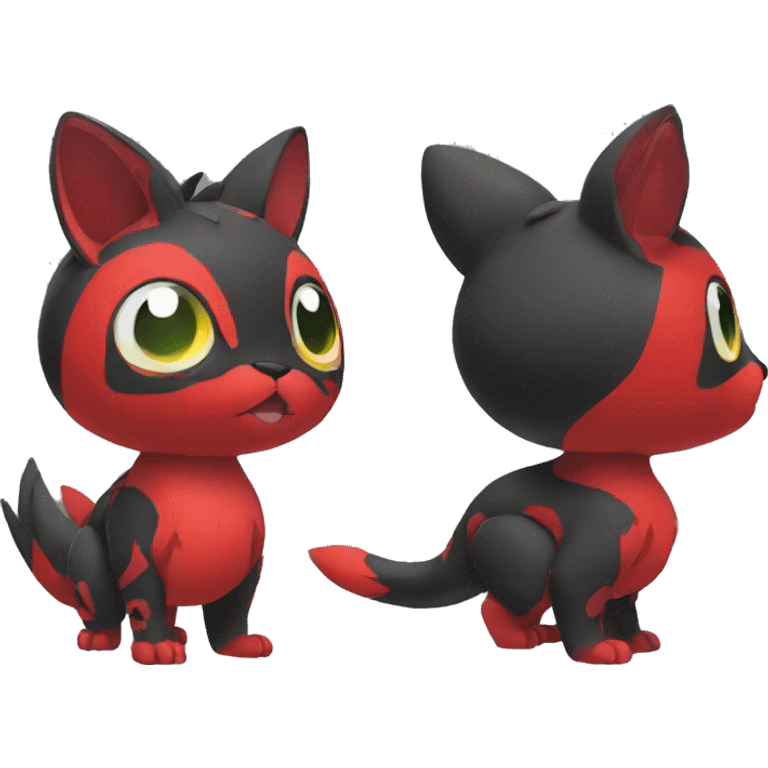 Cute cool black red animal hybrid Fakemon full body emoji