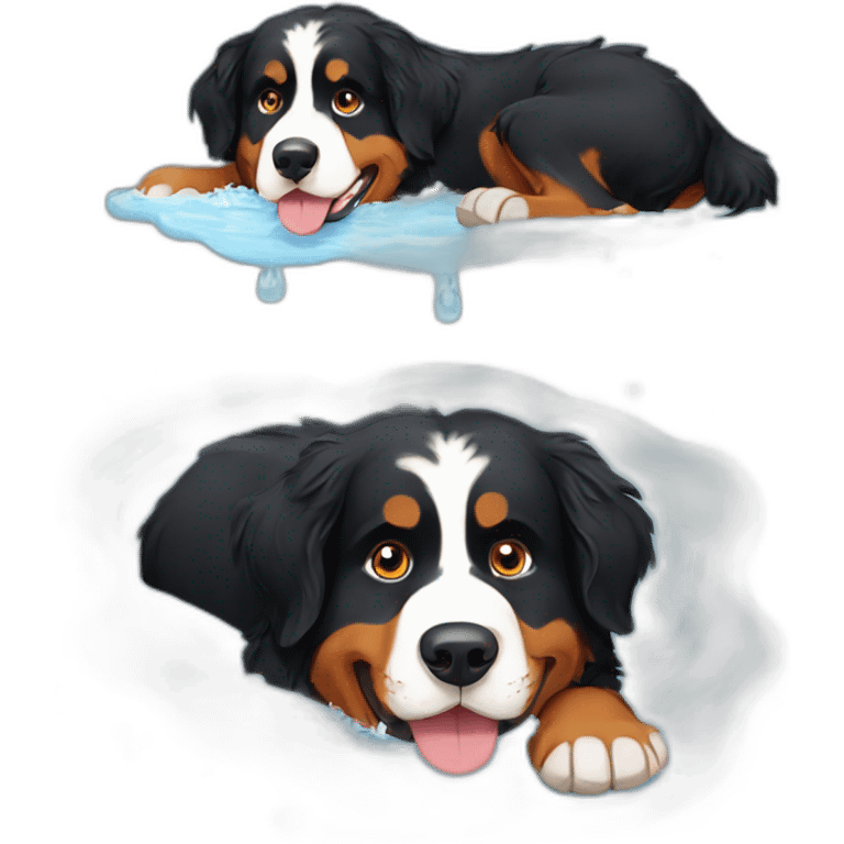 Bernese mountain dog bathing emoji