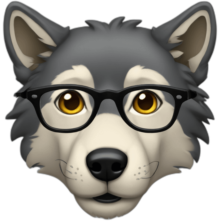 Wolf with glasses and dark hair emoji