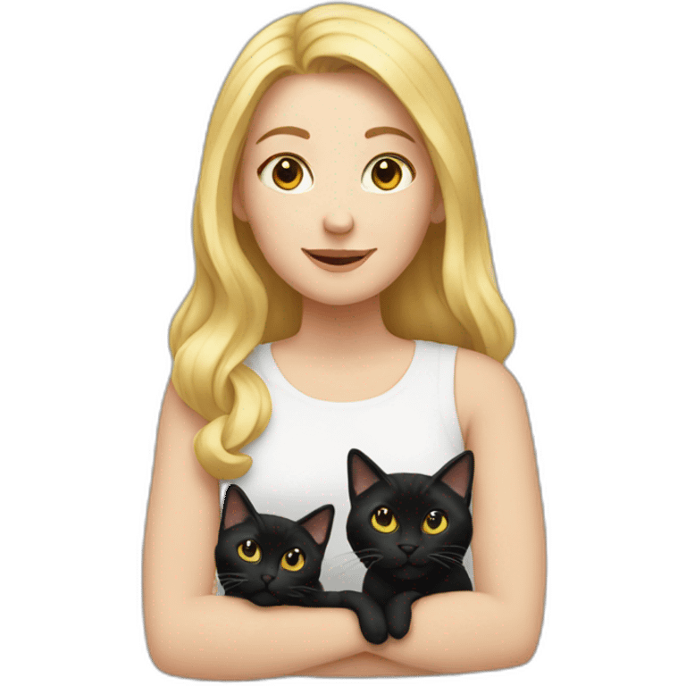 Blond White woman with five black cats emoji