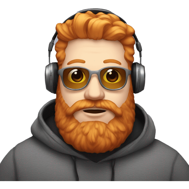 Fat ginger with full beard American twitch streamer with hoodie and headphones emoji