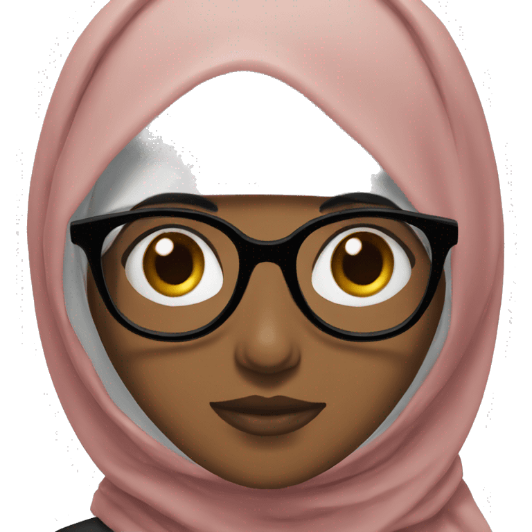 hijab with glasses with black eyes with black eyebrow emoji