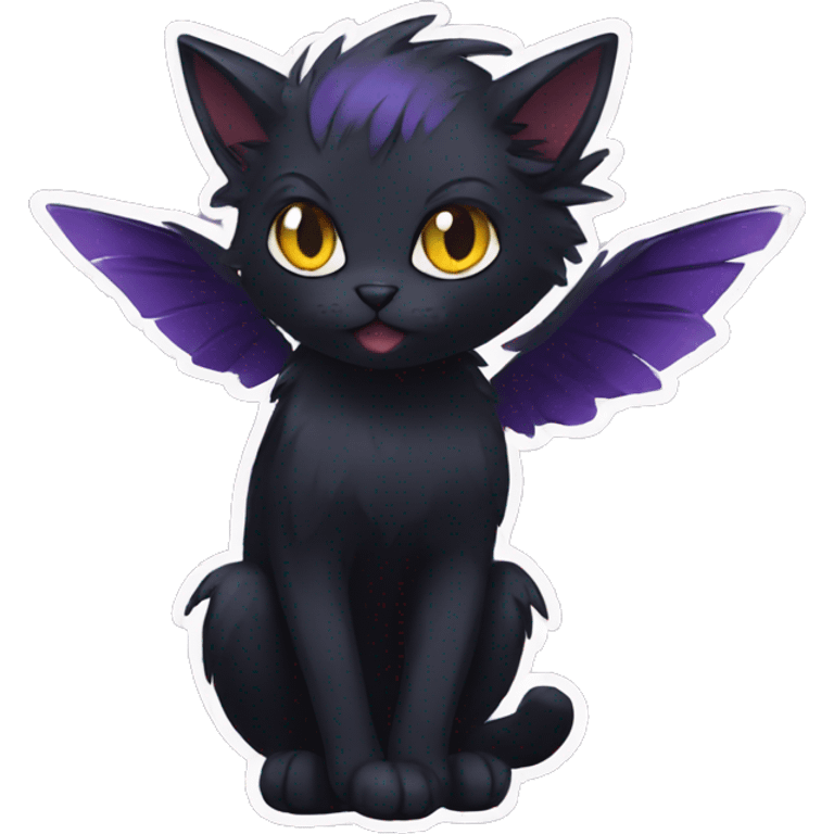 Black Cat Fakemon With Raven Head And Raven Wings emoji