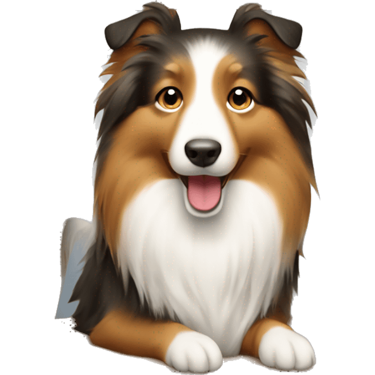 Shetland sheepdog in box emoji